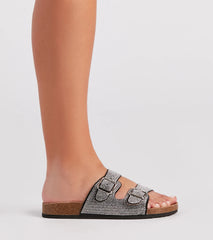 Glam Rhinestone Buckle-Strap Sandals