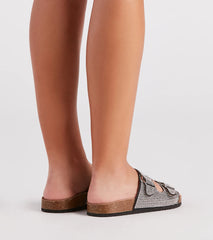 Glam Rhinestone Buckle-Strap Sandals