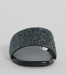 Slip Into Glam Rhinestone Strap Faux Leather Sandals