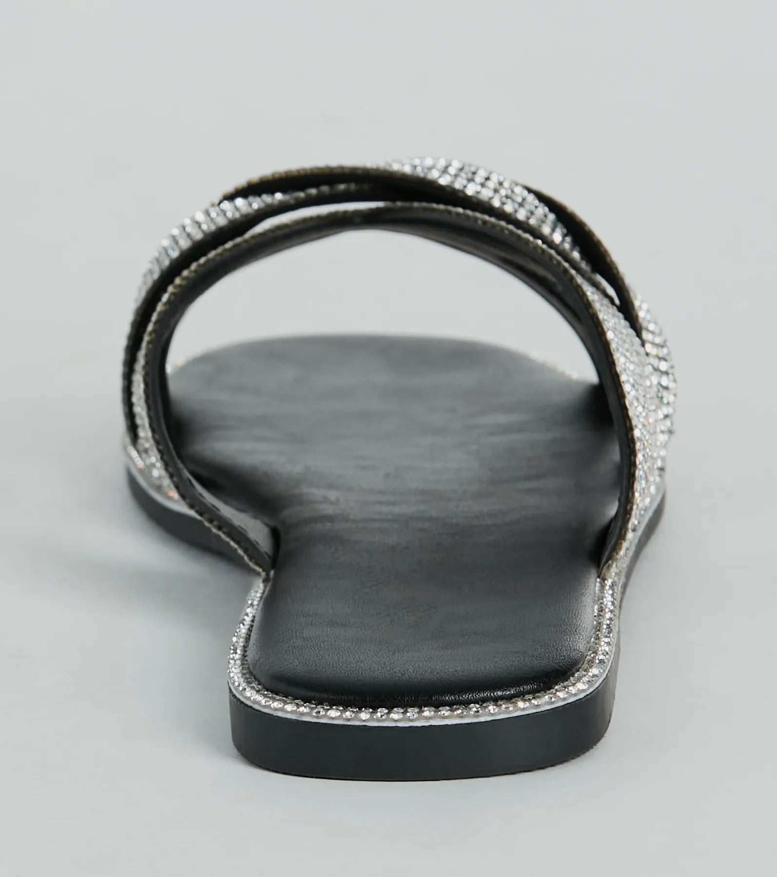 So Glitzy Rhinestone Strappy Faux Leather Sandals