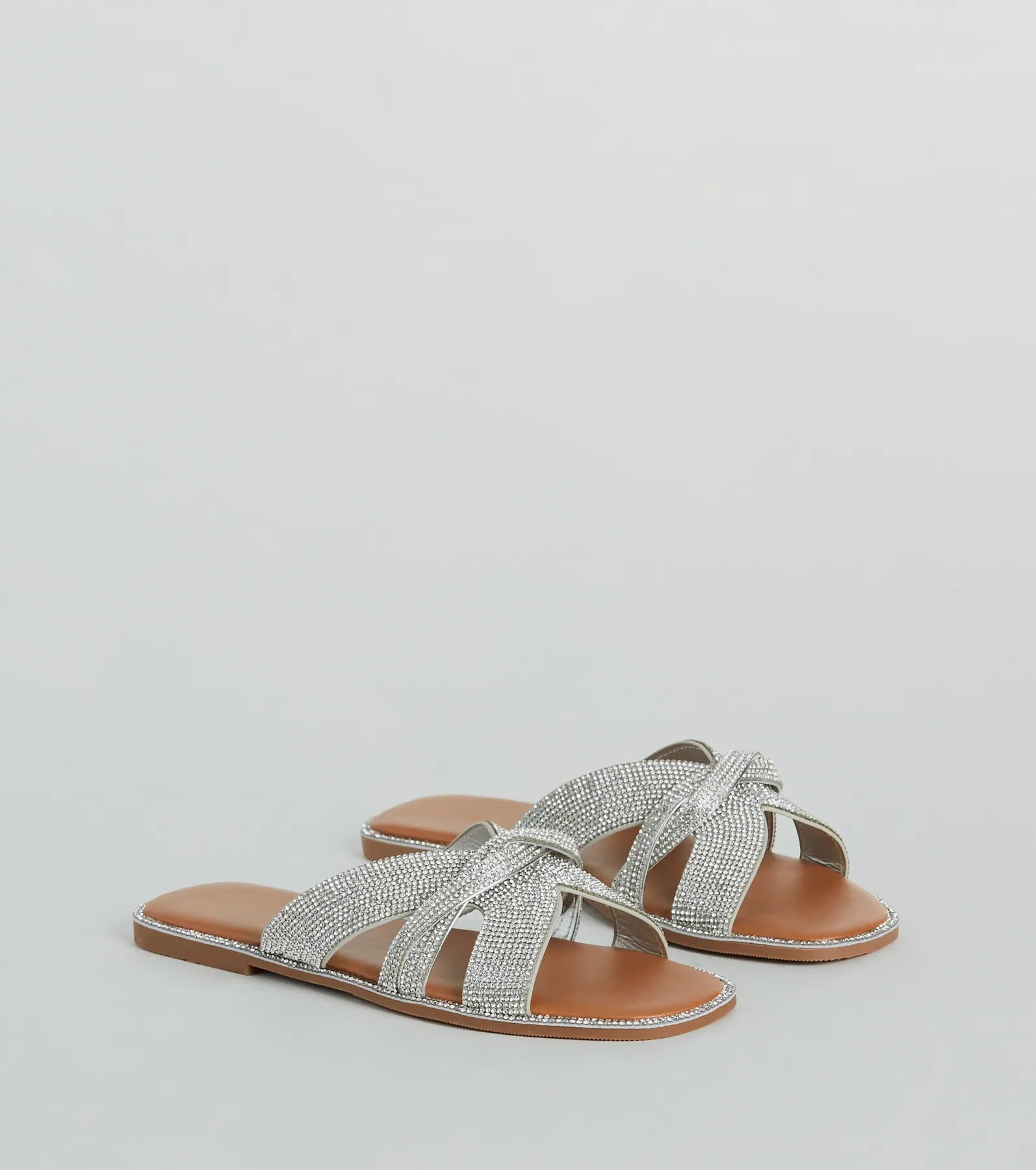 So Glitzy Rhinestone Strappy Faux Leather Sandals