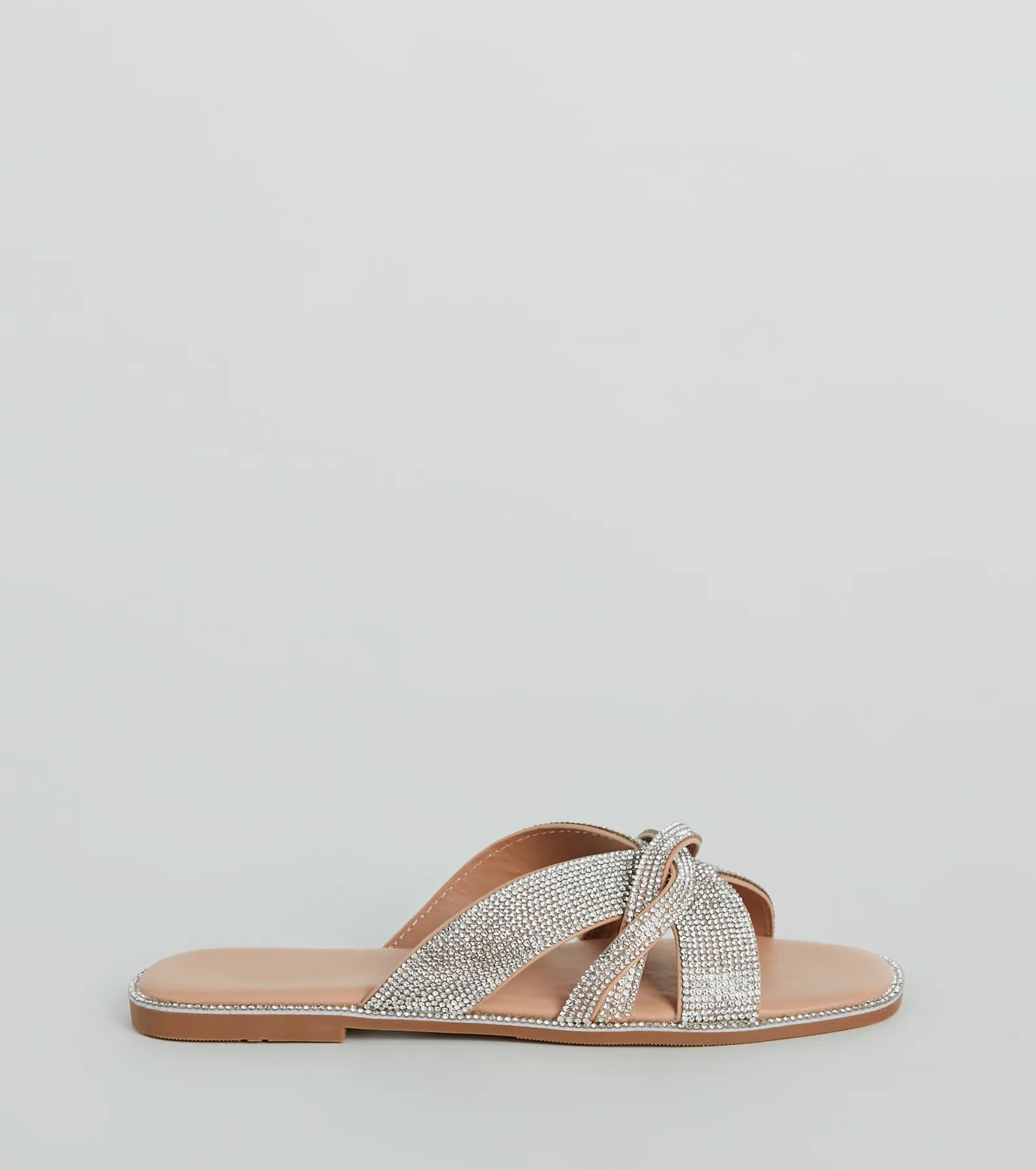 So Glitzy Rhinestone Strappy Faux Leather Sandals