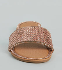 Casual Glitz Rhinestone Strap Faux Leather Sandals