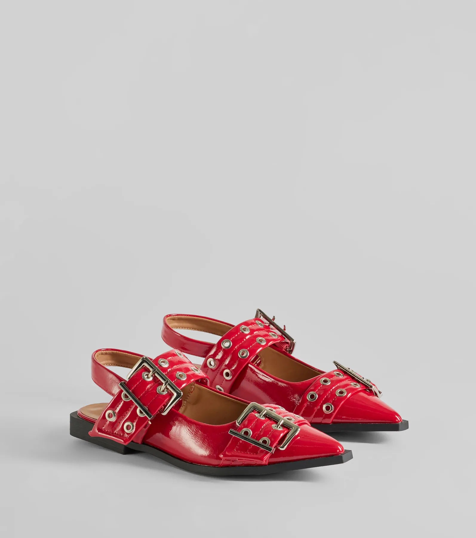 Trendy Look Pointed Toe Buckle Slingback Flats