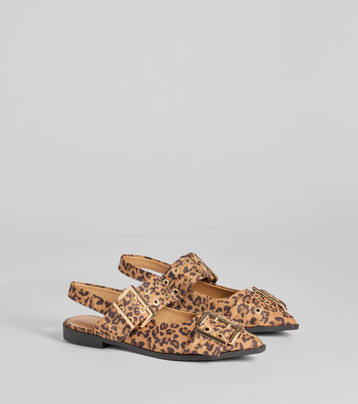 Sassy Stride Leopard Print Buckle Strap Flats