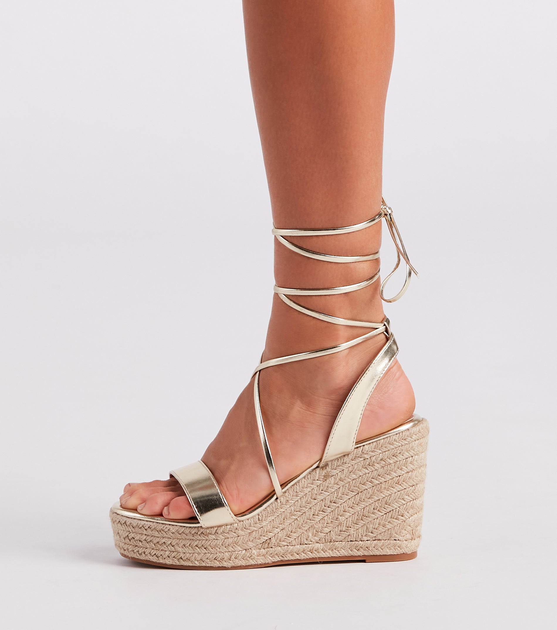 Spring Step Espadrille Lace-Up Wedges