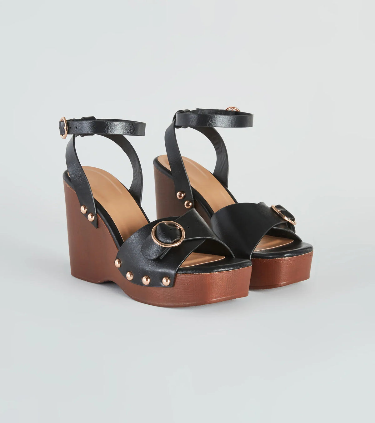 Away This Weekend Buckle Platform Wedges