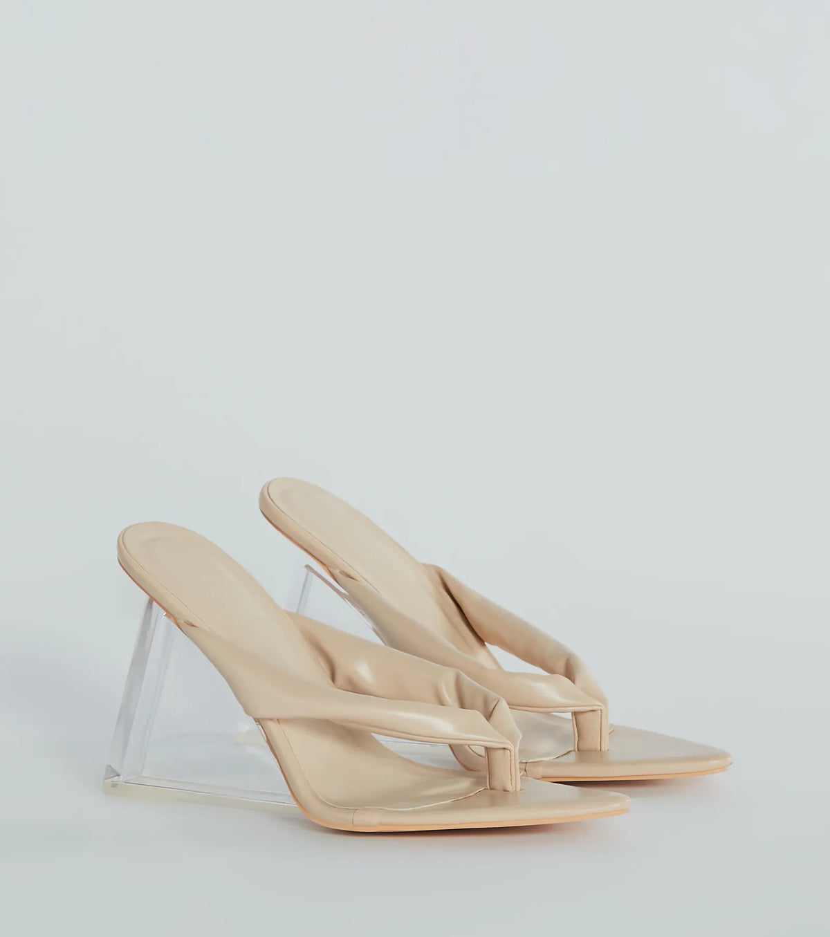 Chic Mode Thong Strap Cutout Clear Wedges