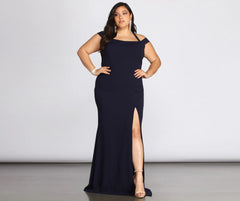 Plus Adelina Formal Halter Crepe Dress