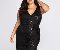 Plus Nima Floral Sequin Dress