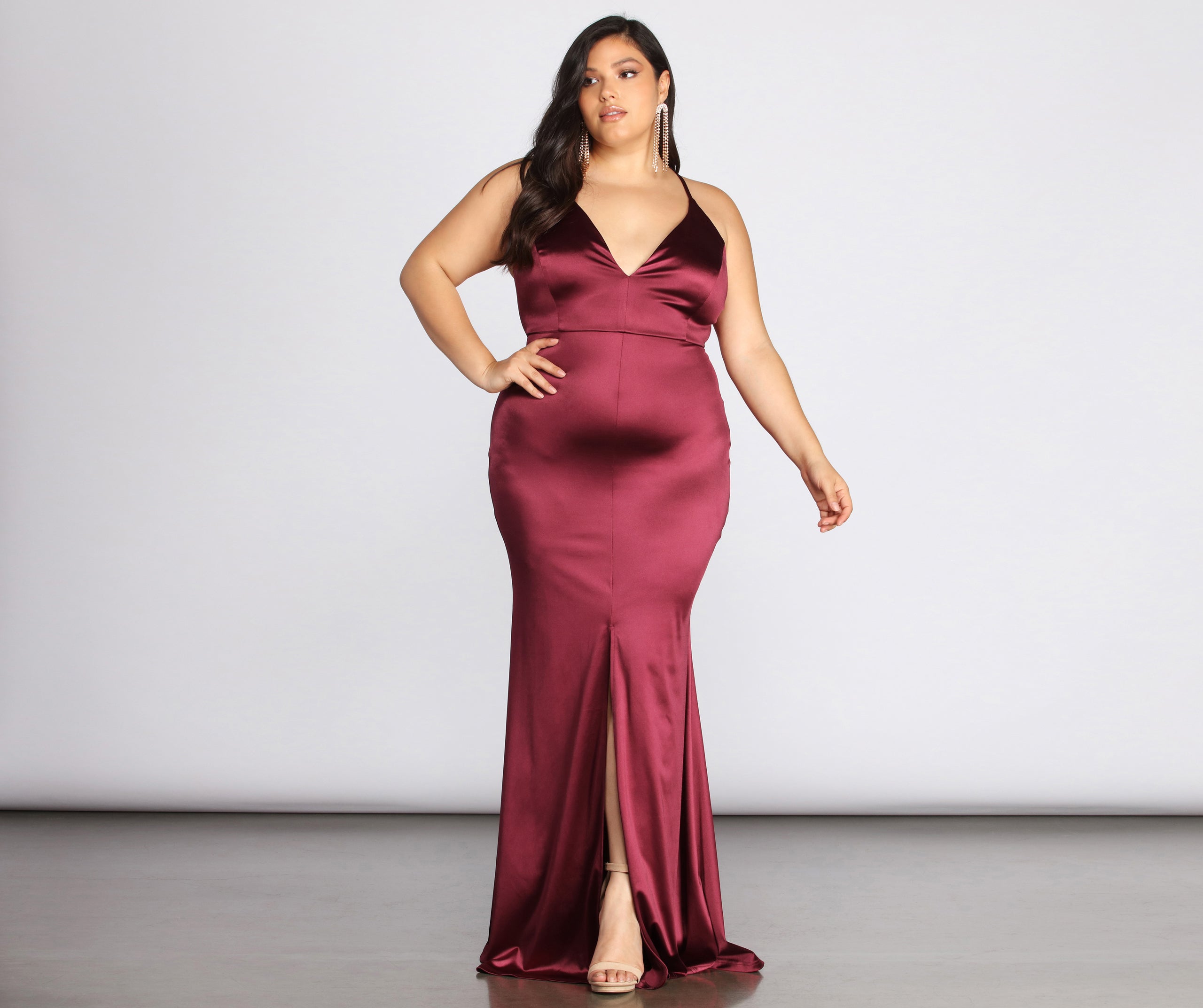 Plus Elin Satin Evening Dress