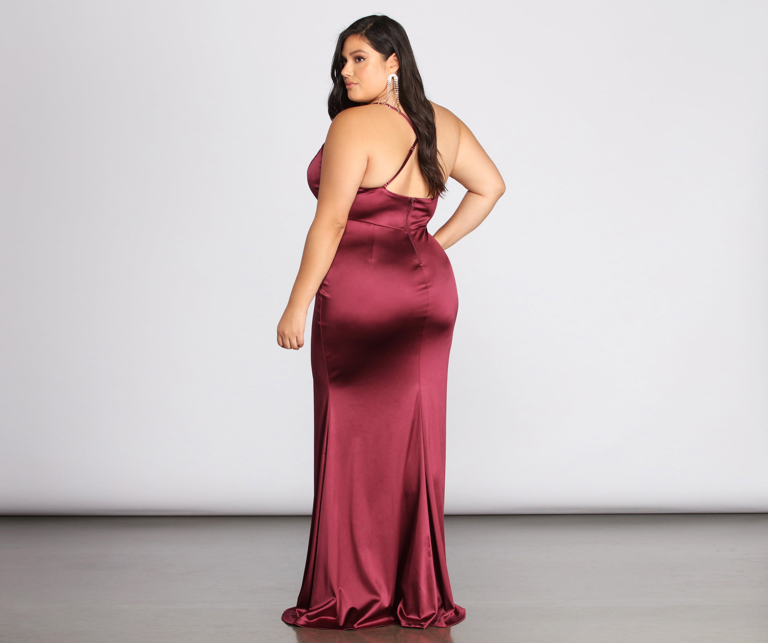 Plus Elin Satin Evening Dress