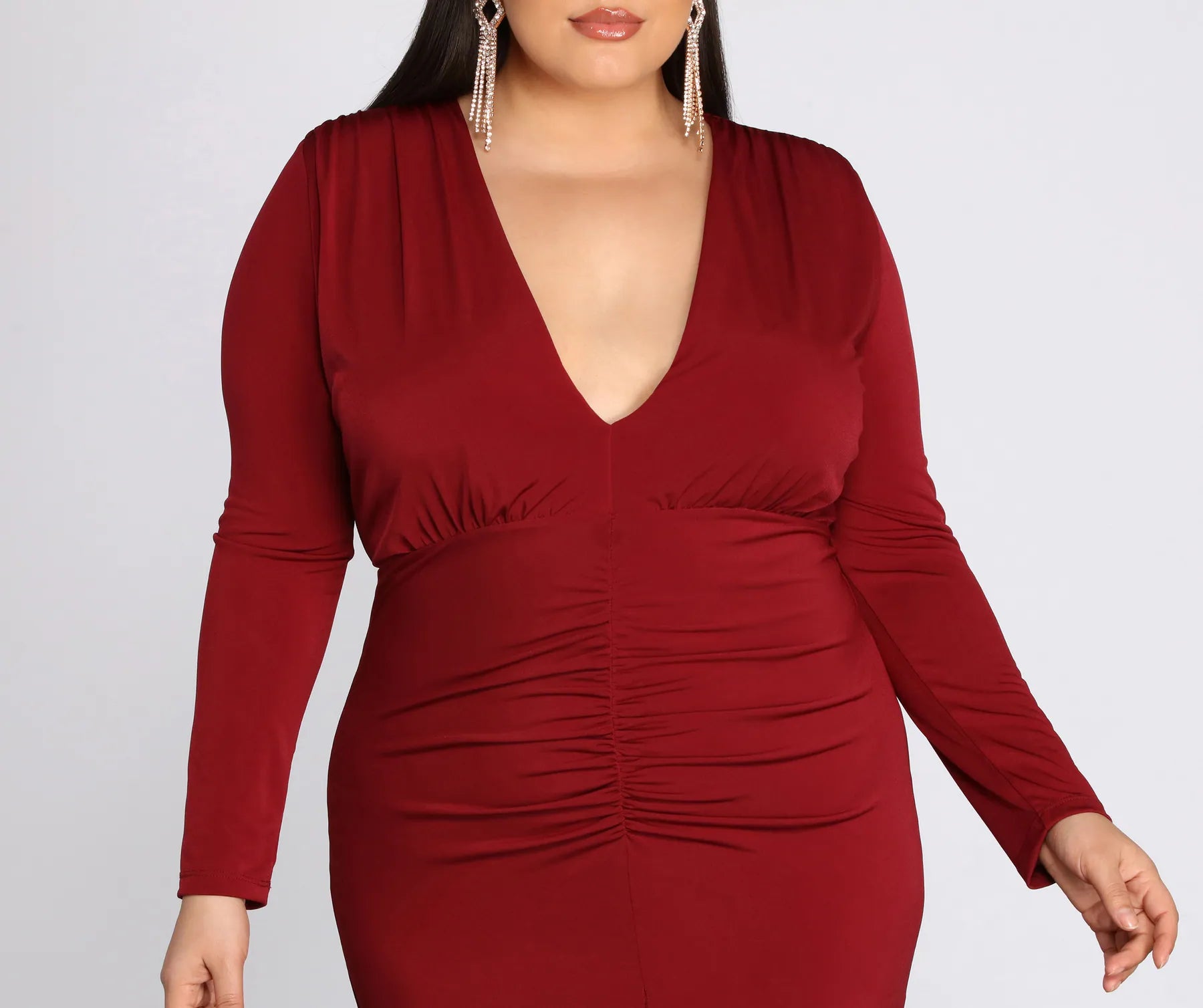 Plus Denise Formal Plunging Ruched Dress