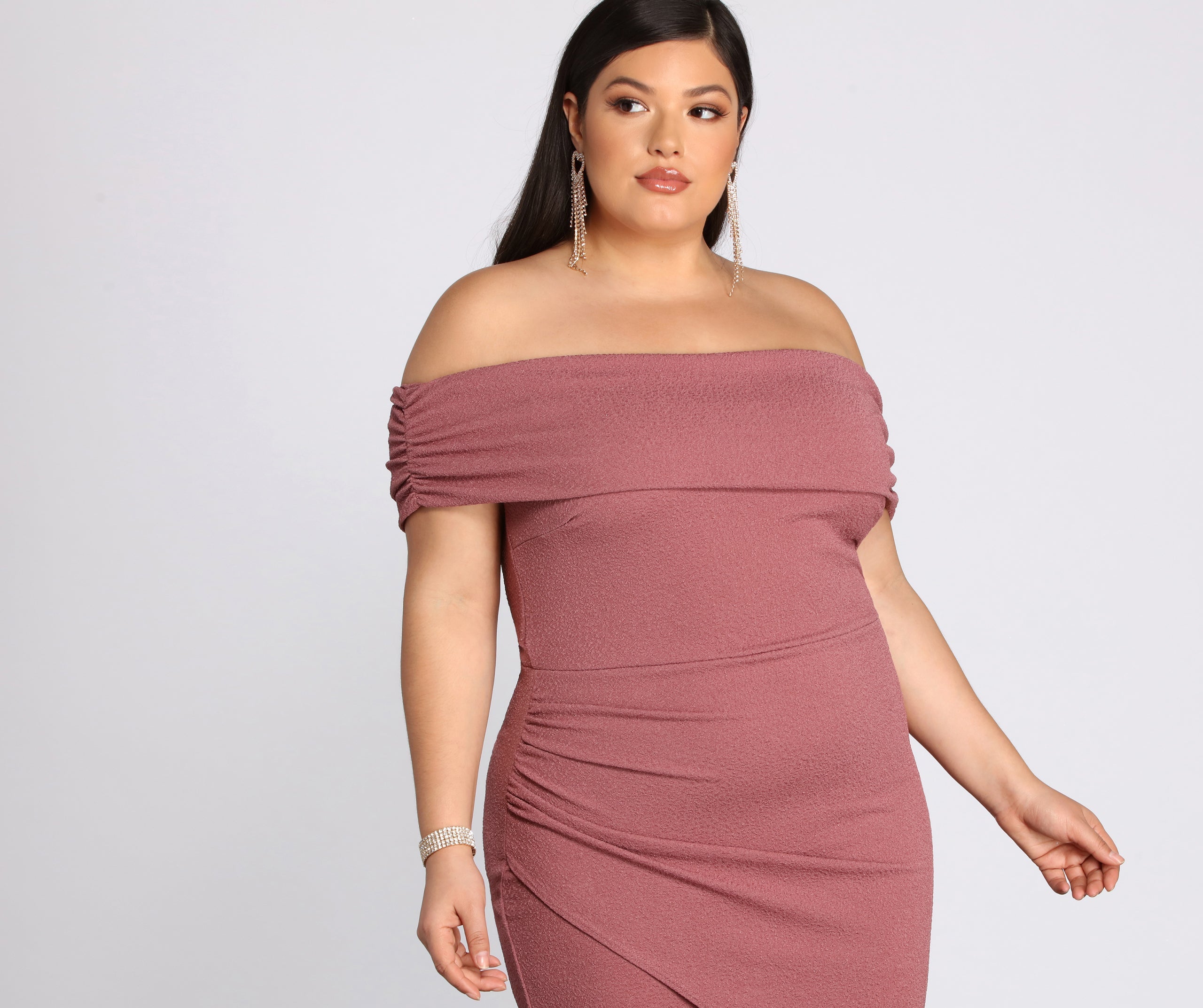 Plus Monica Formal Wrap Ruched Dress