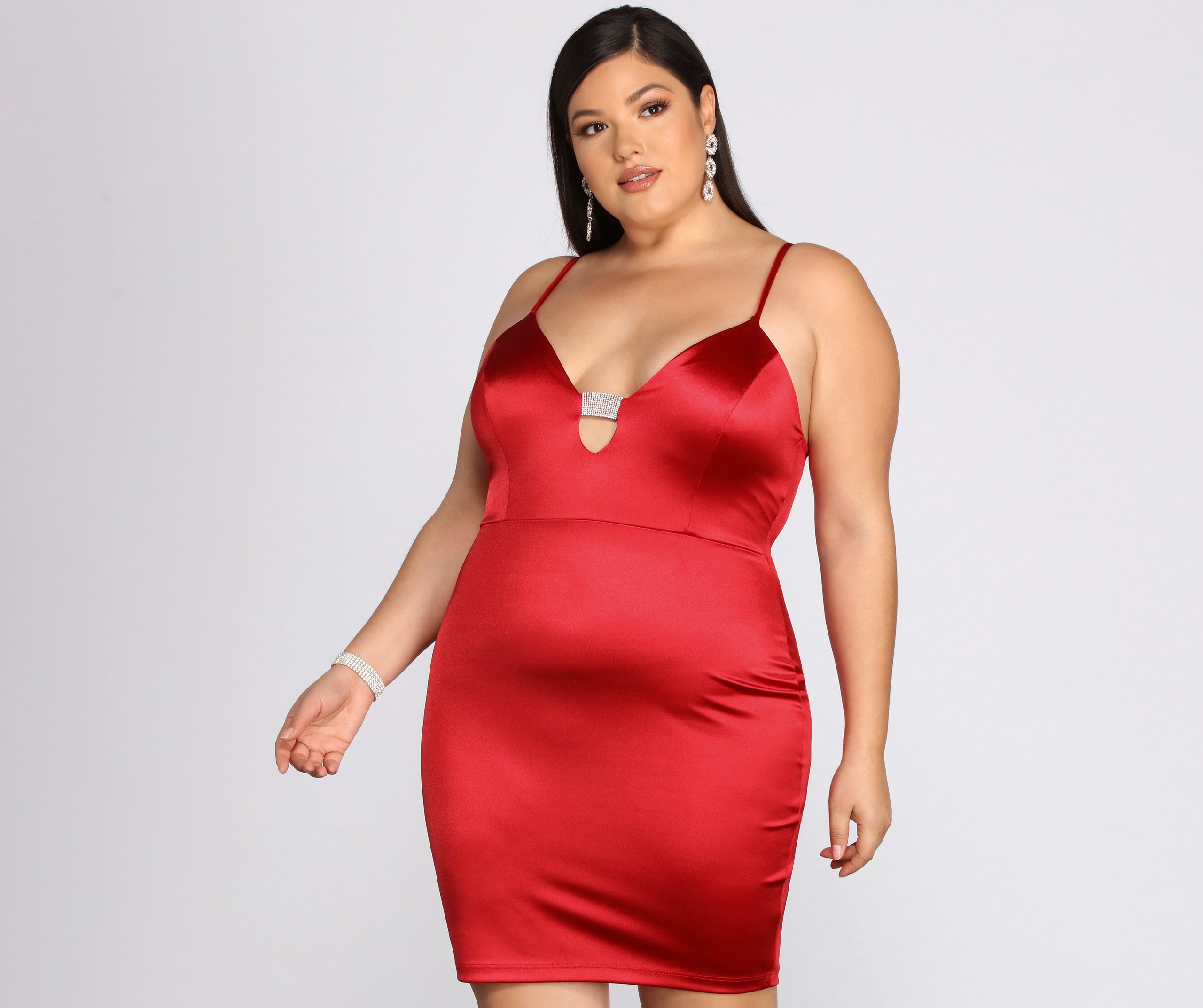 Plus Rhine It Up Satin Mini Dress