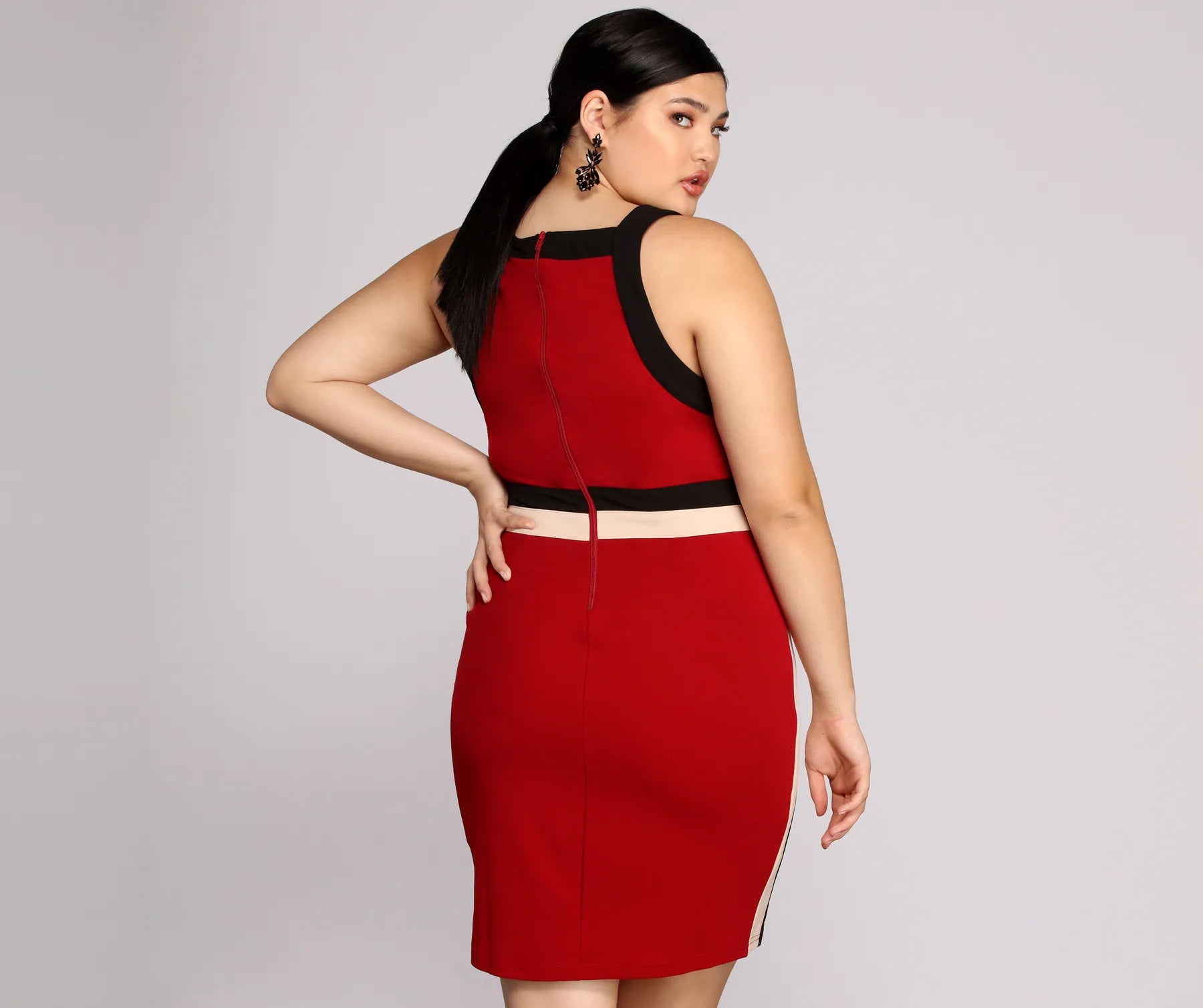 Plus Color Block Midi Dress